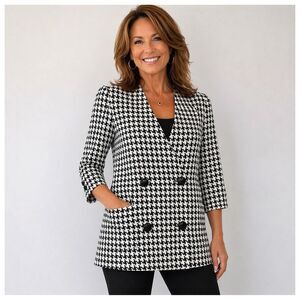 VTG Kwai Women’s Houndstooth Jacket Blazer Size 10 Black White Double Breasted